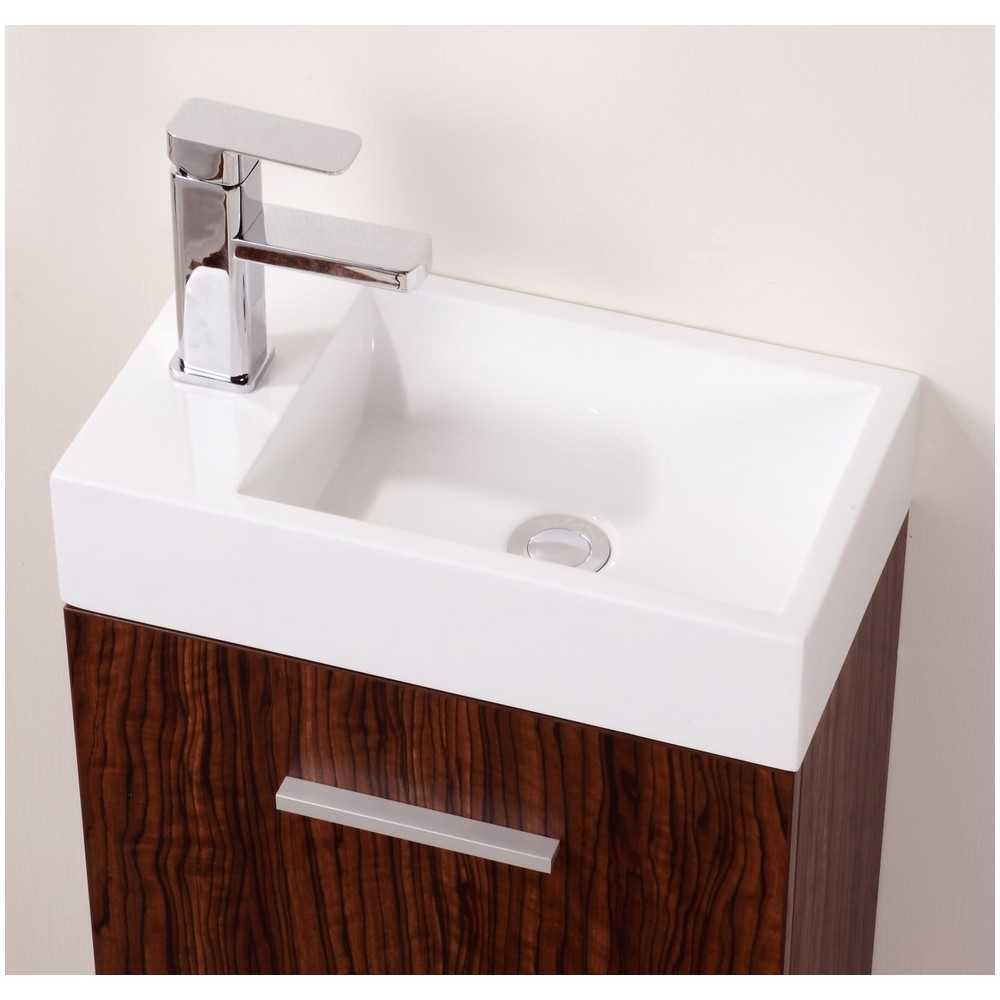 Bliss 18" Wall Mount Modern Bathroom Vanity, Walnut