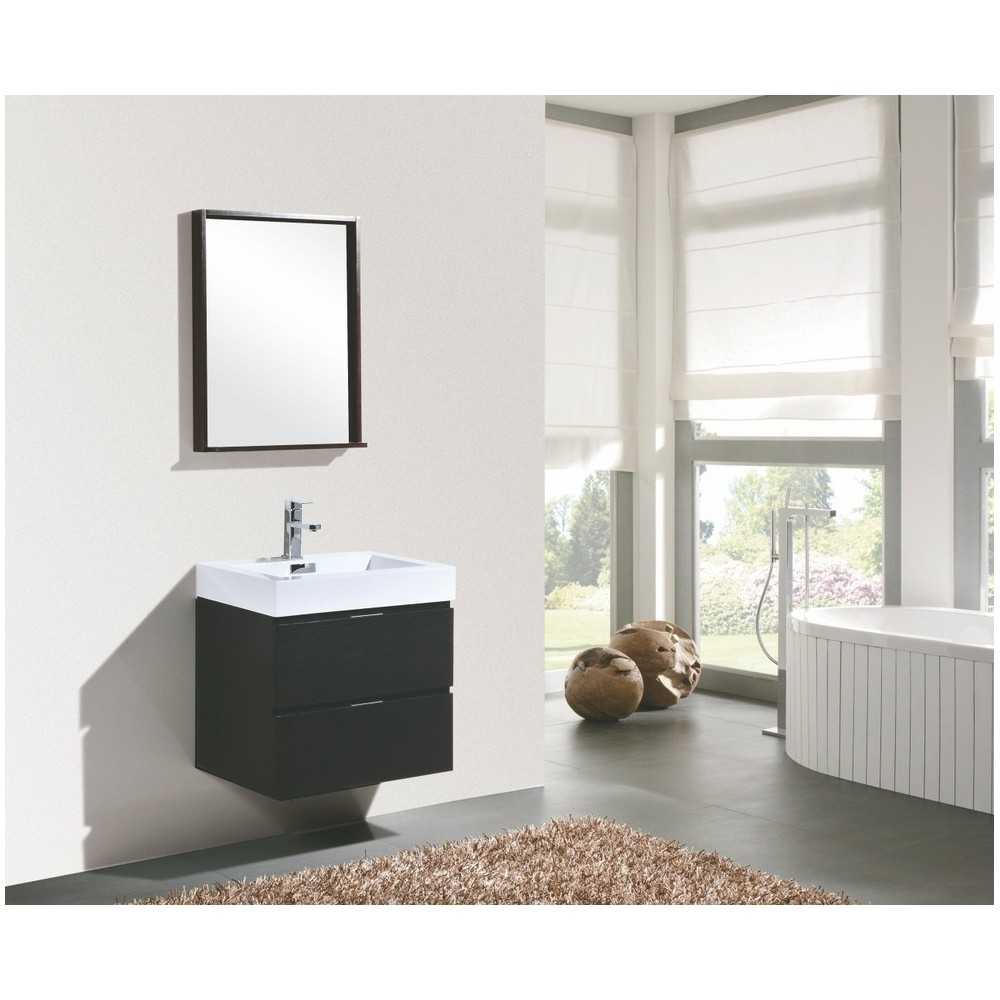 Bliss 24" Black Wall Mount Modern Bathroom Vanity