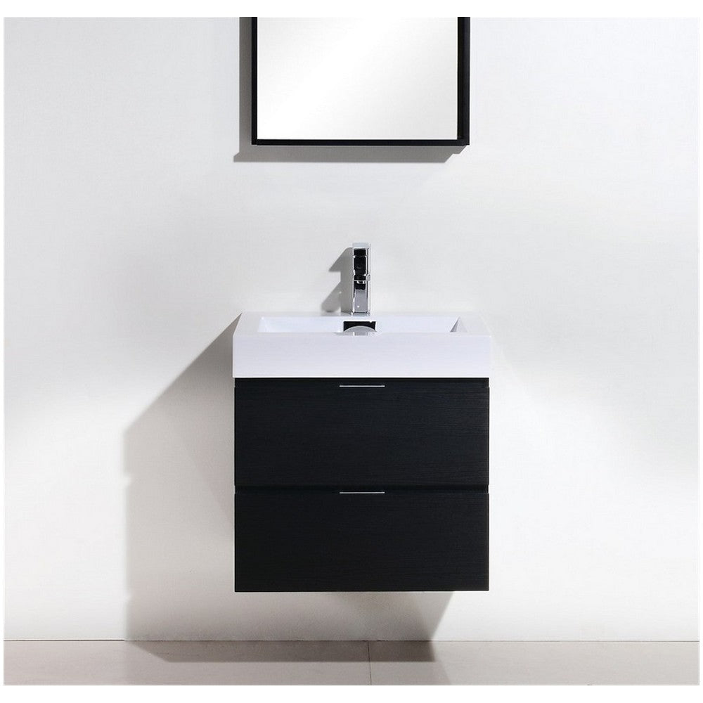 Bliss 24" Black Wall Mount Modern Bathroom Vanity