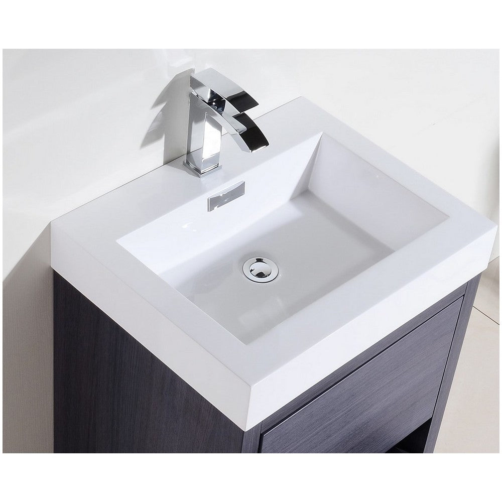 Bliss 24" Gray Oak Free Standing Modern Bathroom Vanity