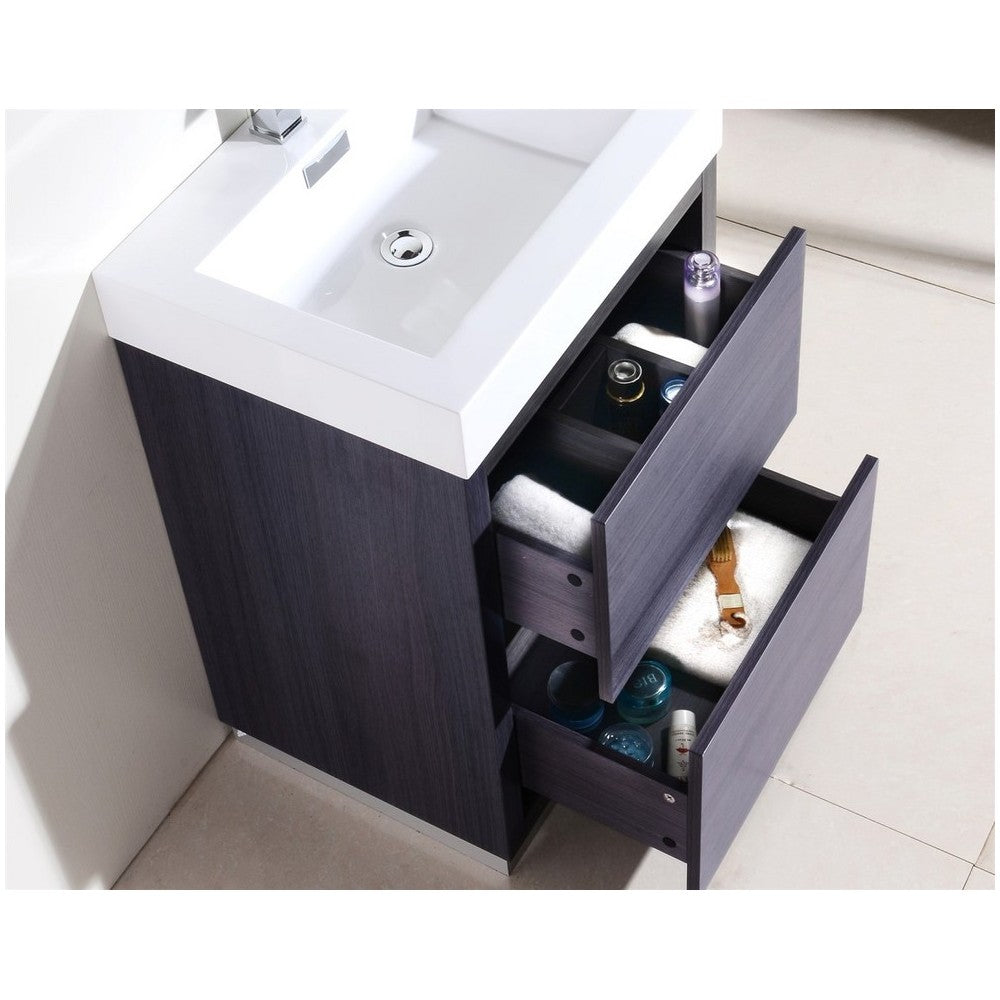 Bliss 24" Gray Oak Free Standing Modern Bathroom Vanity