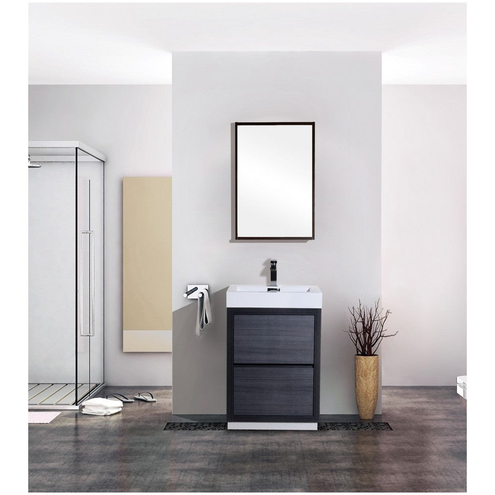 Bliss 24" Gray Oak Free Standing Modern Bathroom Vanity