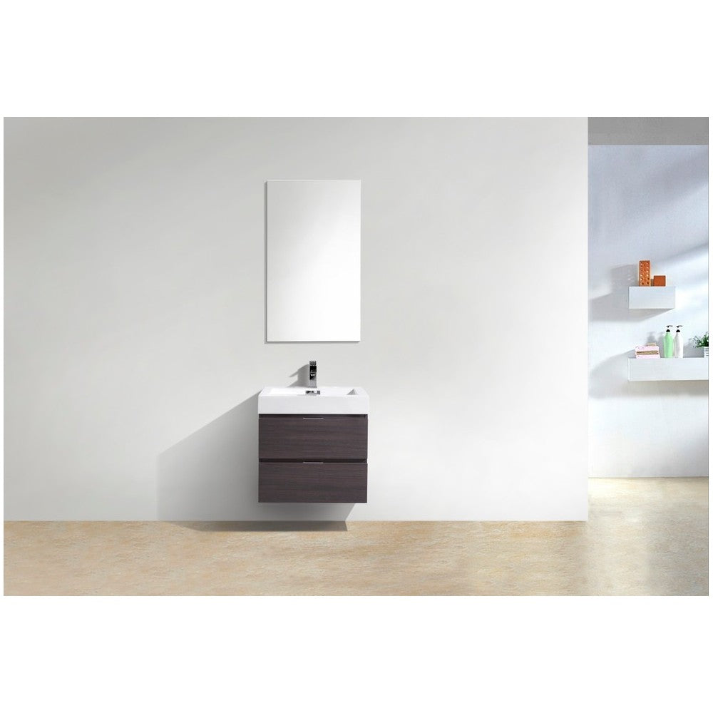 Bliss 24" High Gloss Gray Oak Wall Mount Modern Bathroom Vanity