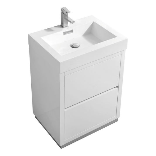 Bliss 24" High Gloss White Free Standing Modern Bathroom Vanity