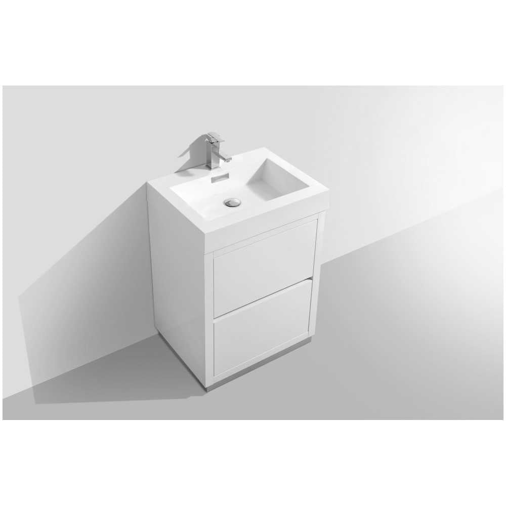 Bliss 24" High Gloss White Free Standing Modern Bathroom Vanity