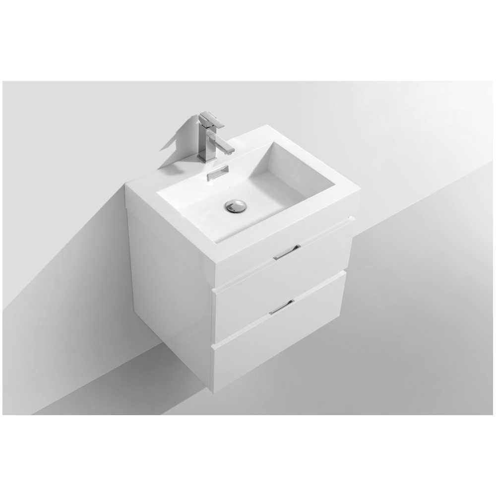 Bliss 24" High Gloss White Wall Mount Modern Bathroom Vanity