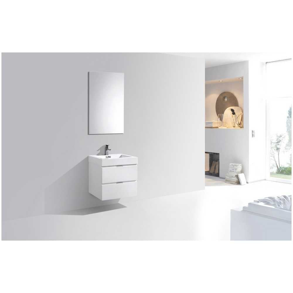 Bliss 24" High Gloss White Wall Mount Modern Bathroom Vanity