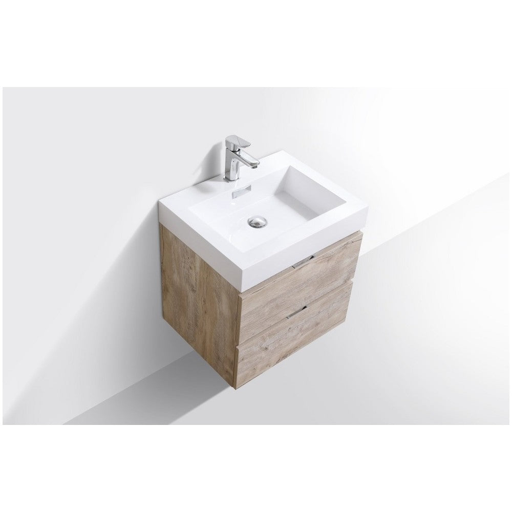 Bliss 24" Nature Wood Wall Mount Modern Bathroom Vanity