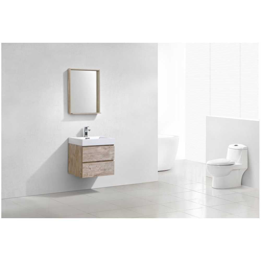 Bliss 24" Nature Wood Wall Mount Modern Bathroom Vanity