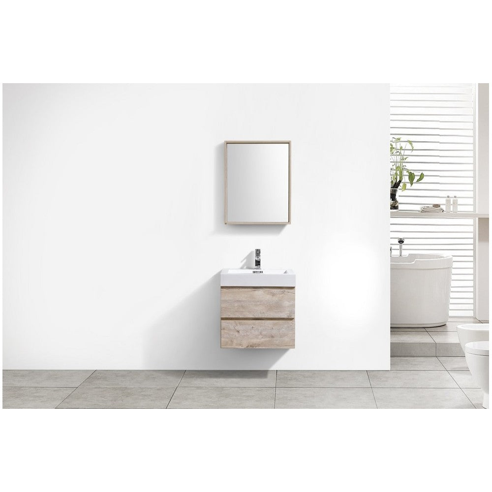 Bliss 24" Nature Wood Wall Mount Modern Bathroom Vanity