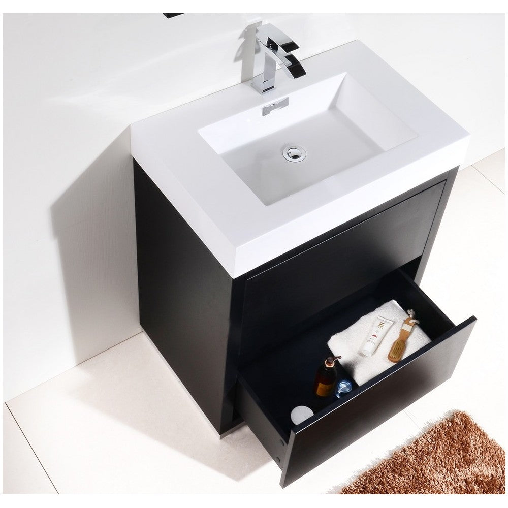 Bliss 30" Black Free Standing Modern Bathroom Vanity