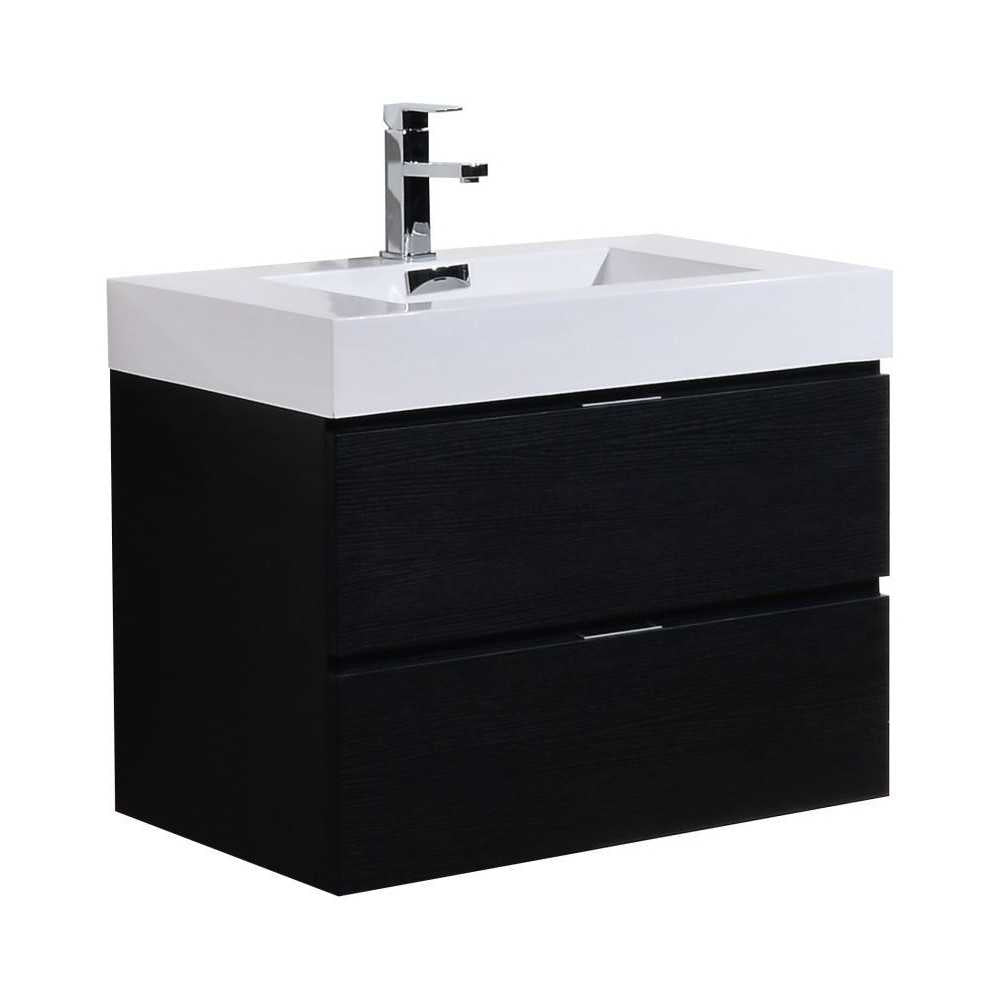 Bliss 30" Black Wall Mount Modern Bathroom Vanity