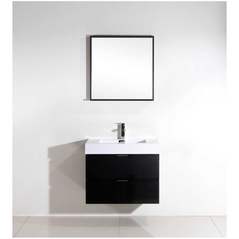 Bliss 30" Black Wall Mount Modern Bathroom Vanity