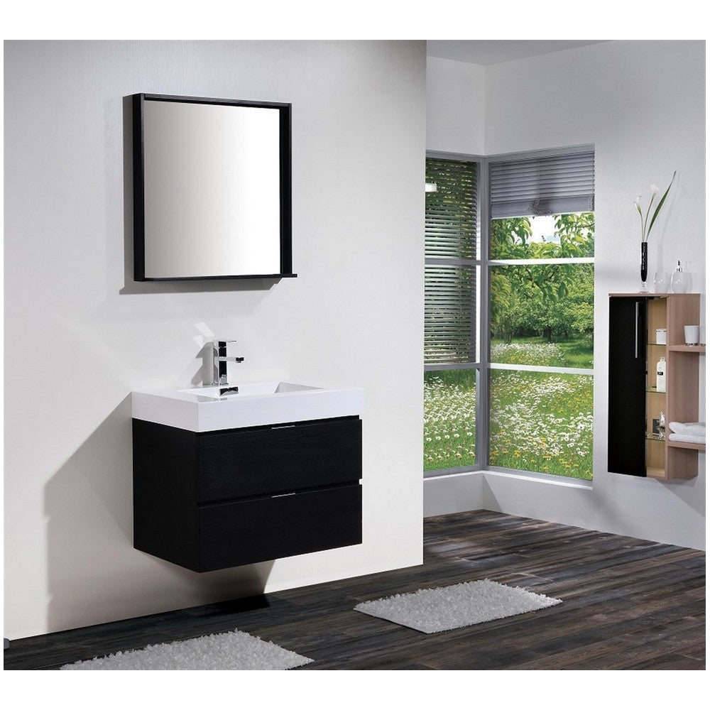 Bliss 30" Black Wall Mount Modern Bathroom Vanity