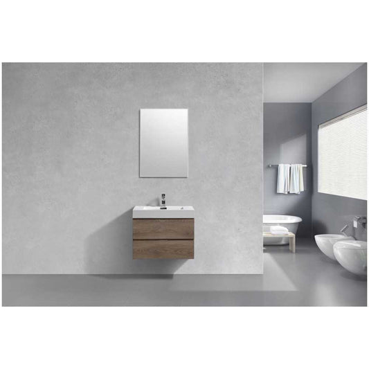 Bliss 30" ButternutWall Mount Modern Bathroom Vanity