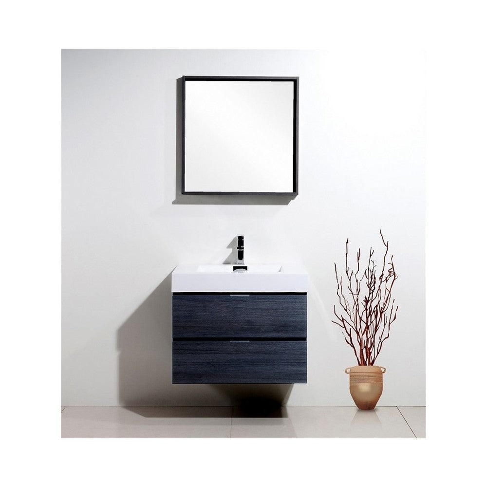 Bliss 30" Gray Oak Wall Mount Modern Bathroom Vanity