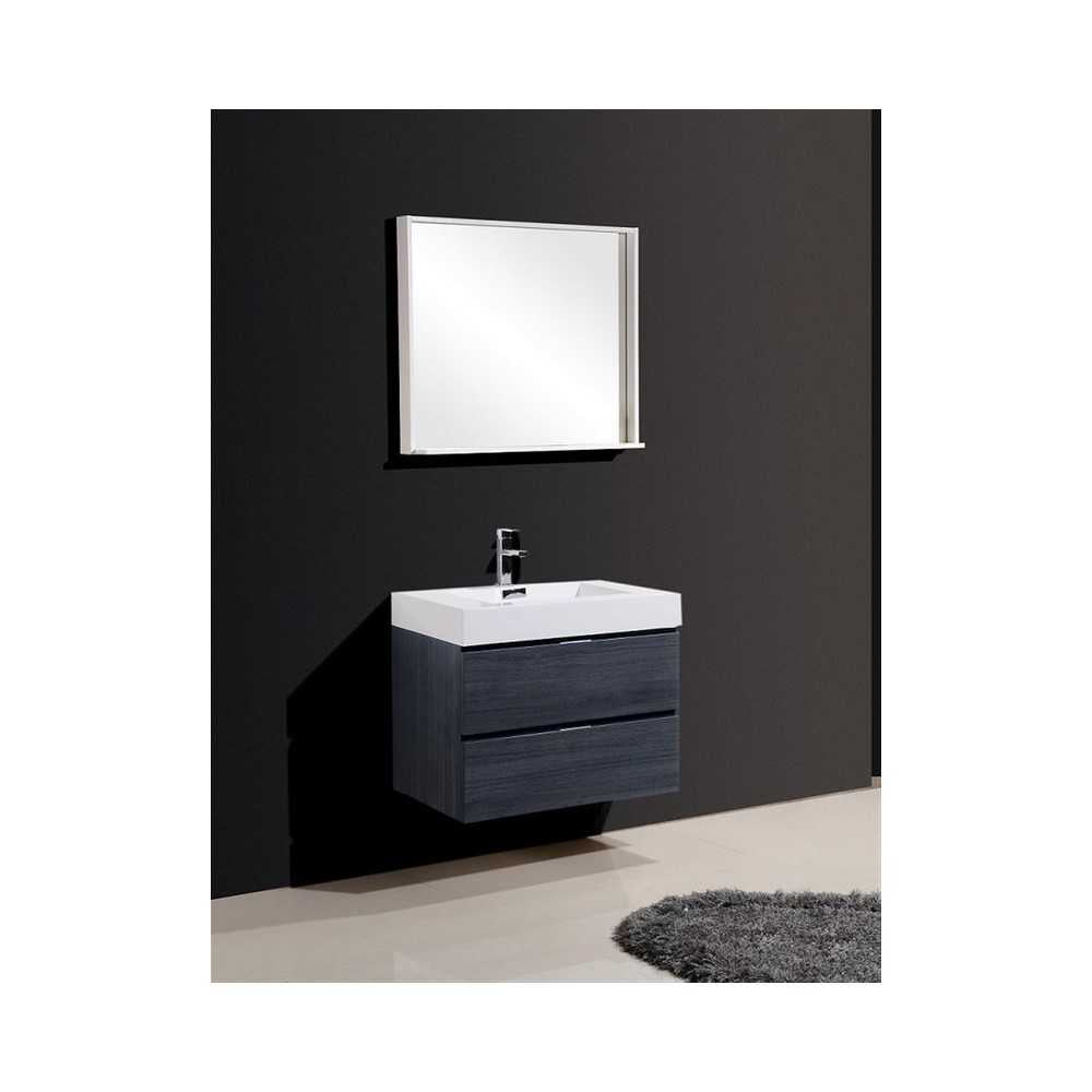 Bliss 30" Gray Oak Wall Mount Modern Bathroom Vanity