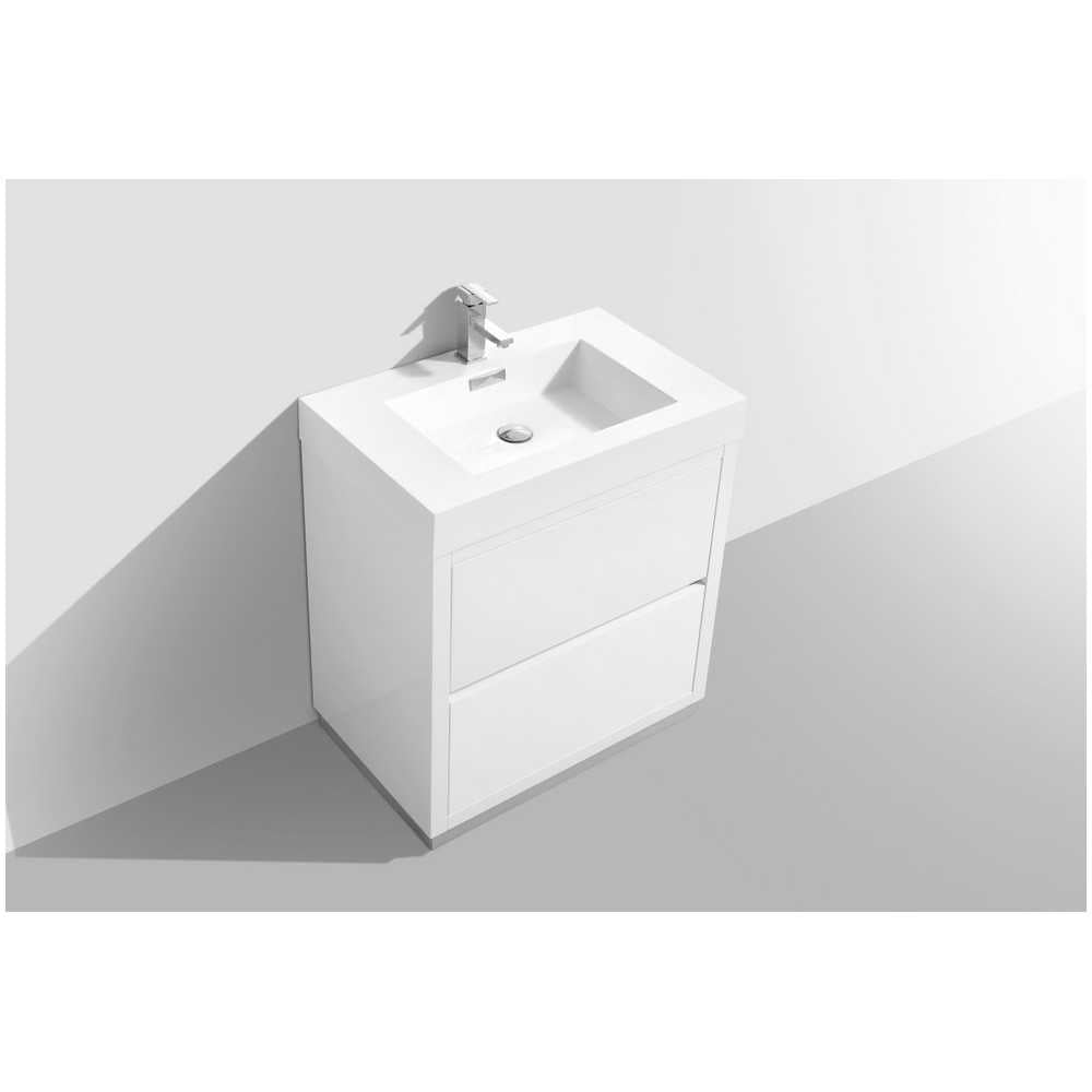 Bliss 30"  High Gloss White Free Standing Modern Bathroom Vanity