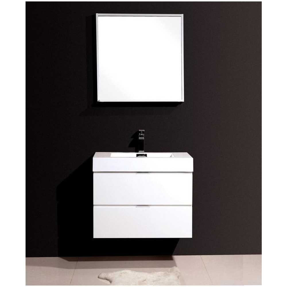 Bliss 30" High Gloss White Wall Mount Modern Bathroom Vanity