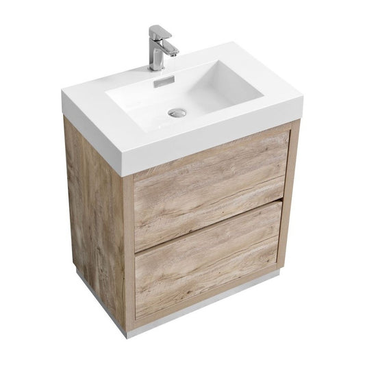 Bliss 30" Nature Wood Free Standing Modern Bathroom Vanity