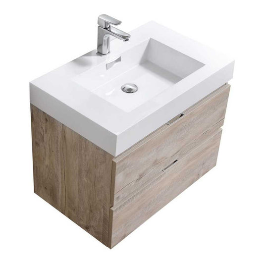 Bliss 30" Nature Wood Wall Mount Modern Bathroom Vanity