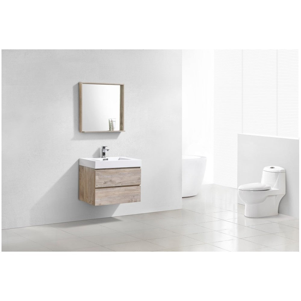 Bliss 30" Nature Wood Wall Mount Modern Bathroom Vanity