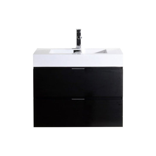 Bliss 36" Black Wall Mount Modern Bathroom Vanity