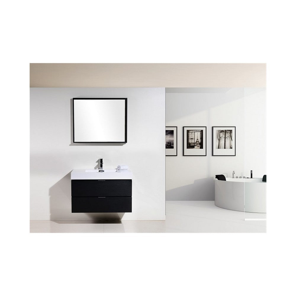 Bliss 36" Black Wall Mount Modern Bathroom Vanity