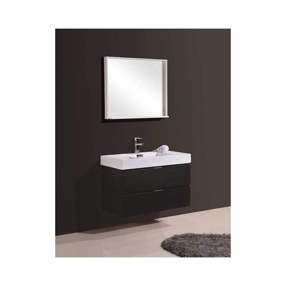 Bliss 36" Black Wall Mount Modern Bathroom Vanity