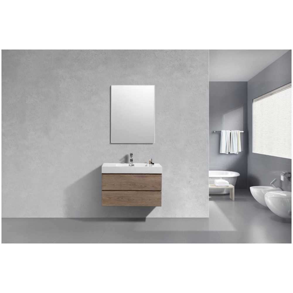 Bliss 36" Butternut Wall Mount Modern Bathroom Vanity