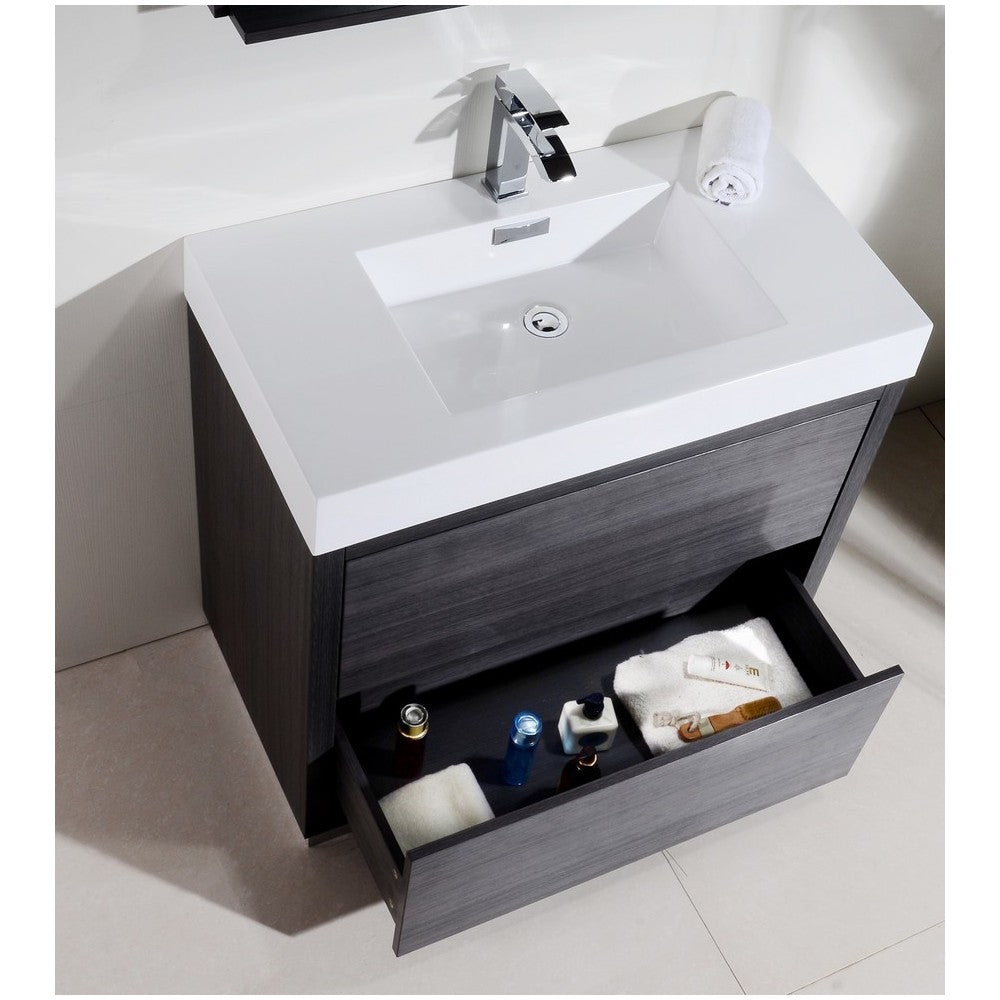 Bliss 36" Gray Oak Free Standing Modern Bathroom Vanity