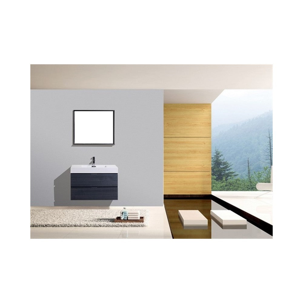 Bliss 36" Gray Oak Wall Mount Modern Bathroom Vanity