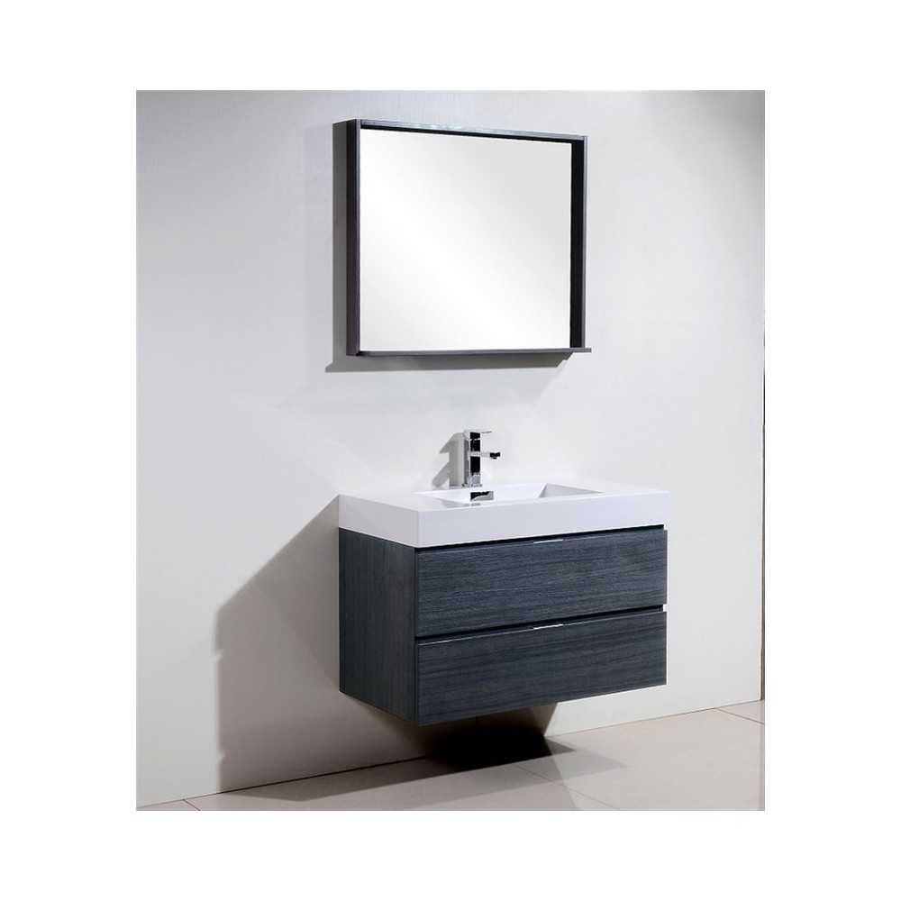 Bliss 36" Gray Oak Wall Mount Modern Bathroom Vanity