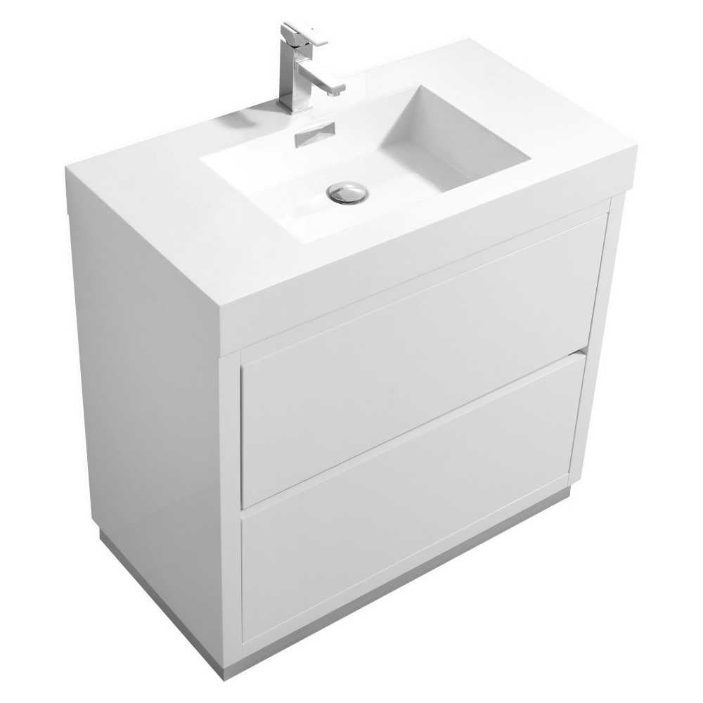 Bliss 36" High Gloss White Free Standing Modern Bathroom Vanity