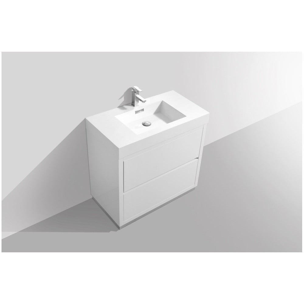 Bliss 36" High Gloss White Free Standing Modern Bathroom Vanity