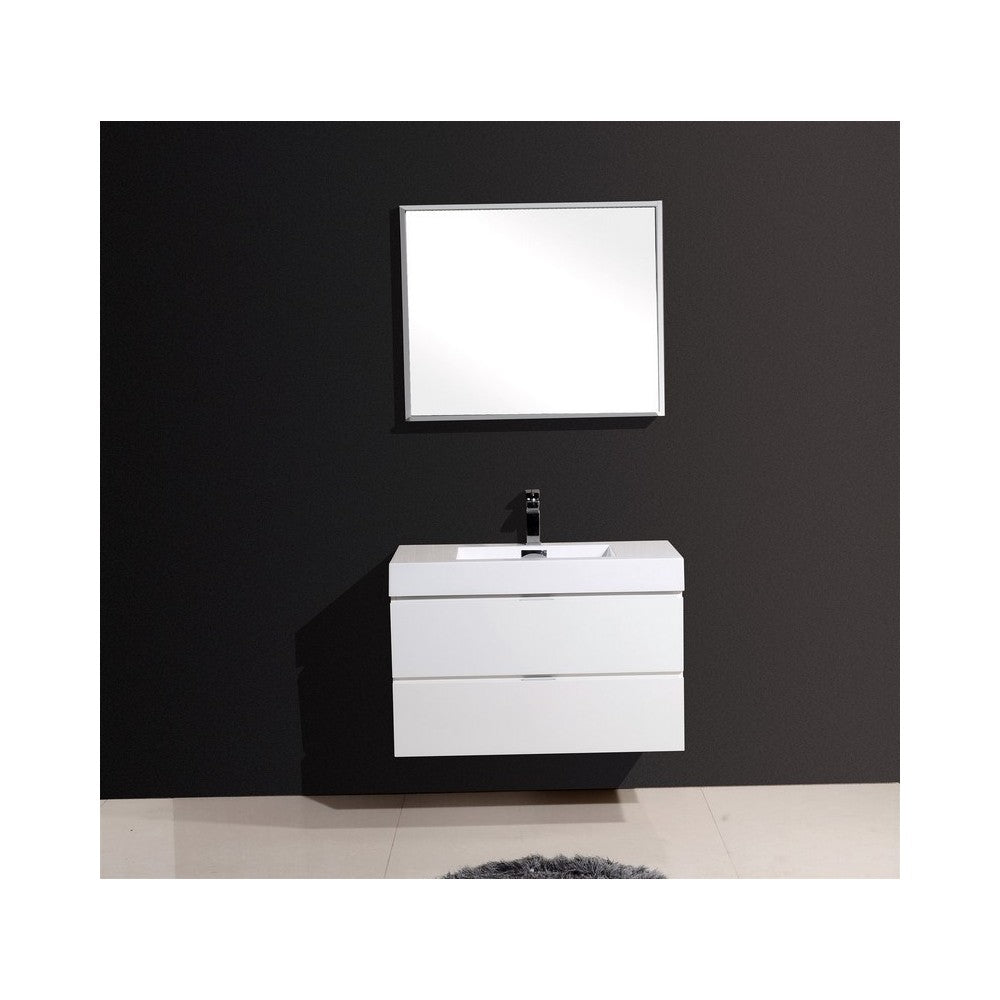 Bliss 36" High Gloss White Wall Mount Modern Bathroom Vanity