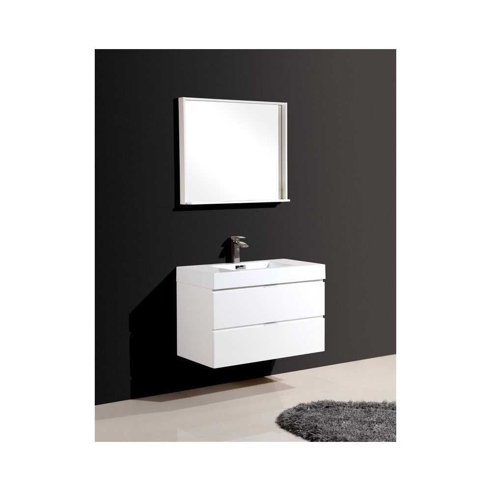 Bliss 36" High Gloss White Wall Mount Modern Bathroom Vanity