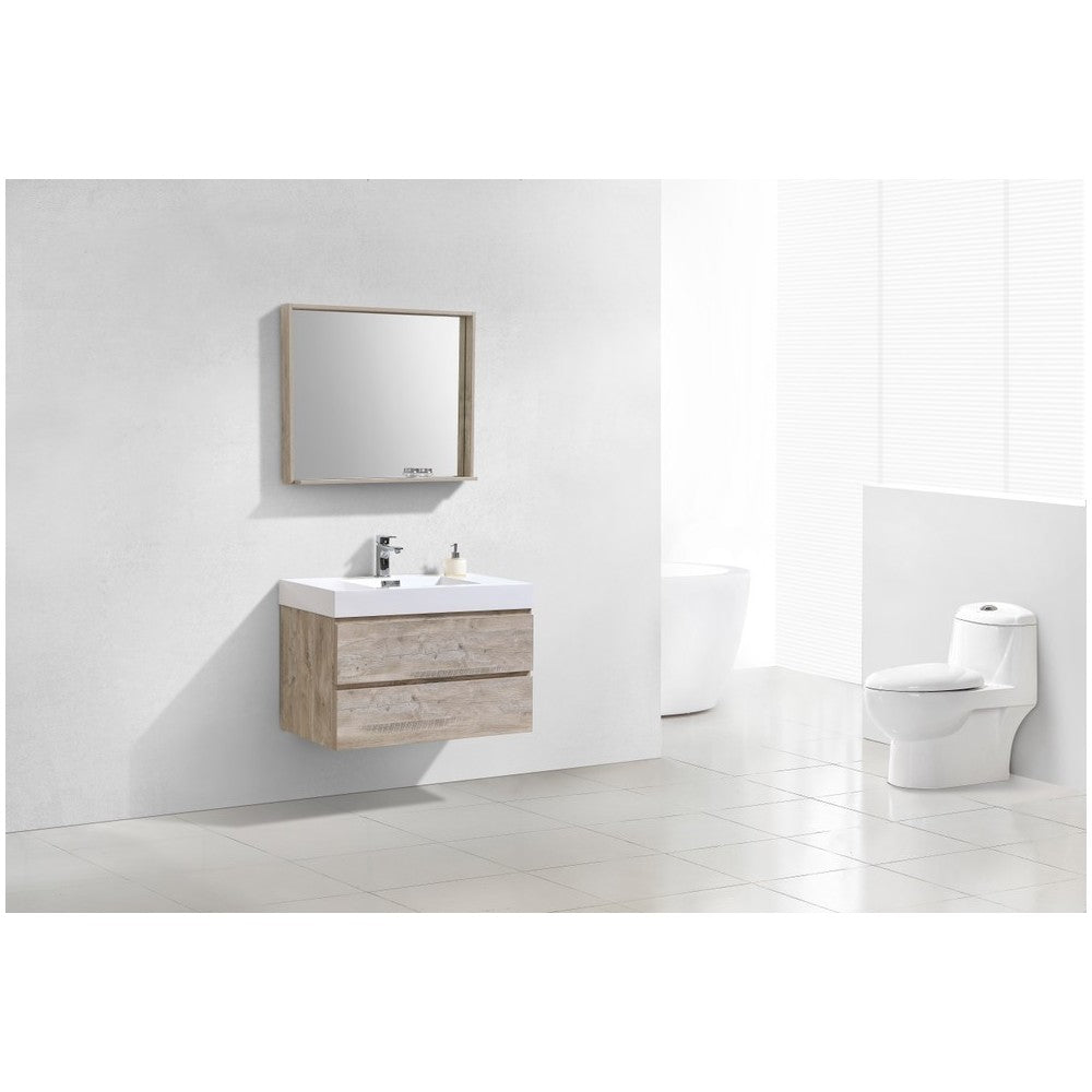 Bliss 36" Nature Wood Wall Mount Modern Bathroom Vanity