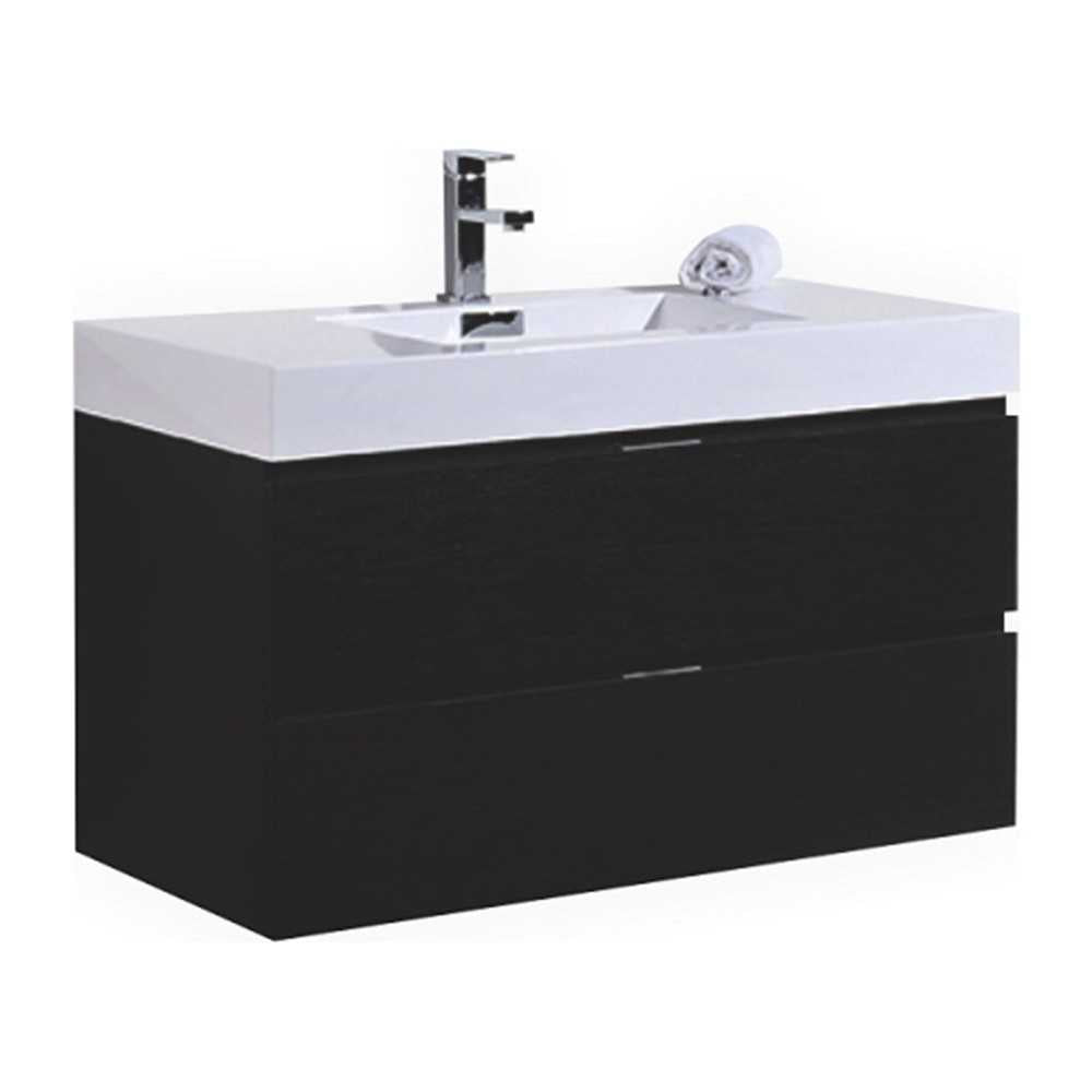 Bliss 40" Black Wall Mount Modern Bathroom Vanity