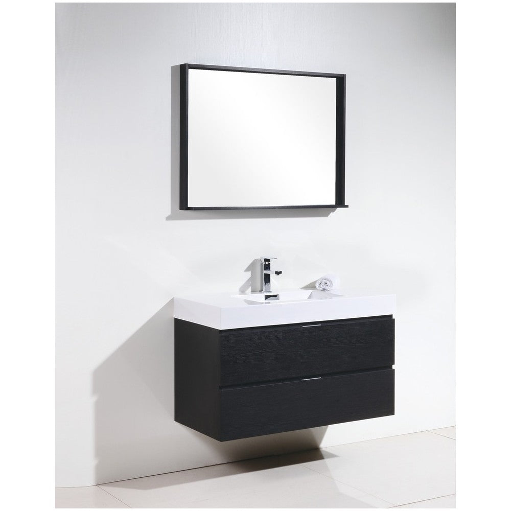 Bliss 40" Black Wall Mount Modern Bathroom Vanity