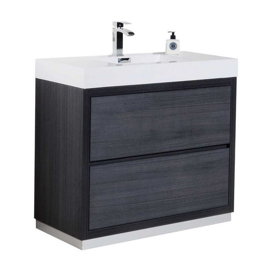 Bliss 40" Gray Oak Free Standing Modern Bathroom Vanity