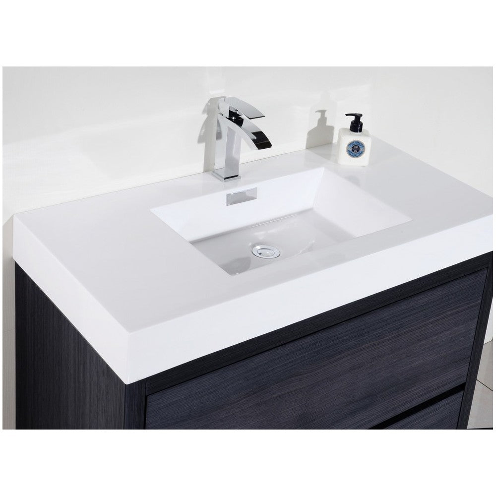 Bliss 40" Gray Oak Free Standing Modern Bathroom Vanity