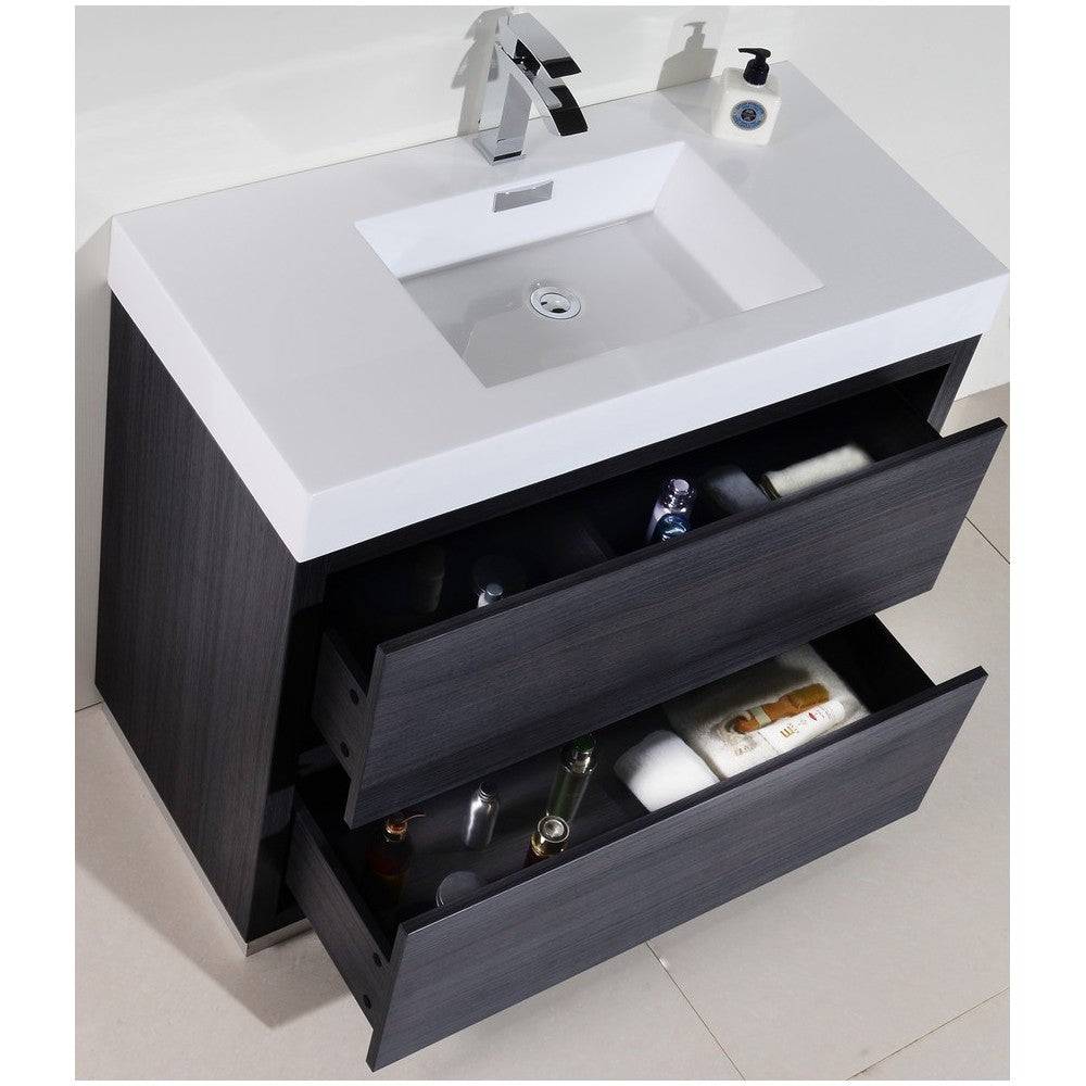 Bliss 40" Gray Oak Free Standing Modern Bathroom Vanity