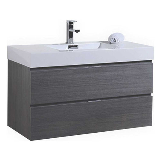 Bliss 40" Gray Oak Wall Mount Modern Bathroom Vanity