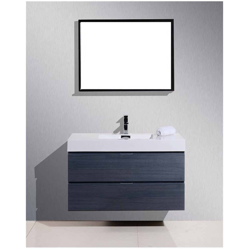 Bliss 40" Gray Oak Wall Mount Modern Bathroom Vanity