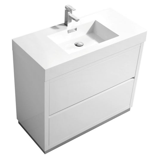 Bliss 40" High Gloss White Free Standing Modern Bathroom Vanity