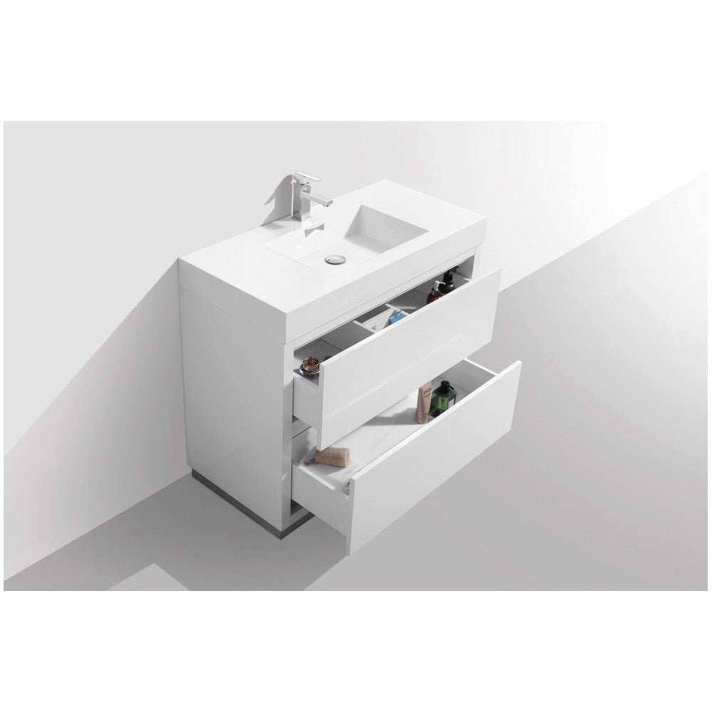 Bliss 40" High Gloss White Free Standing Modern Bathroom Vanity