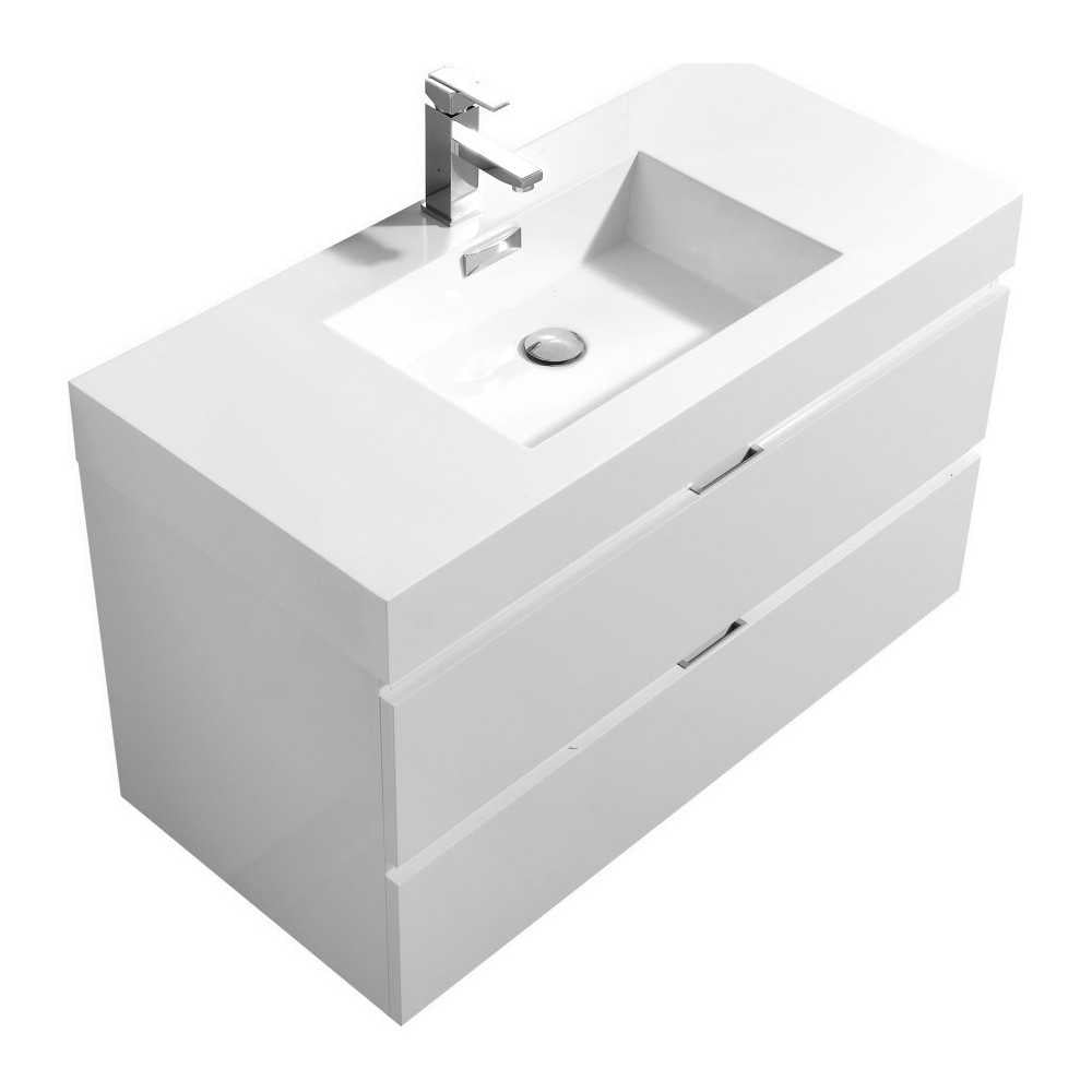 Bliss 40" High Gloss White Wall Mount Modern Bathroom Vanity