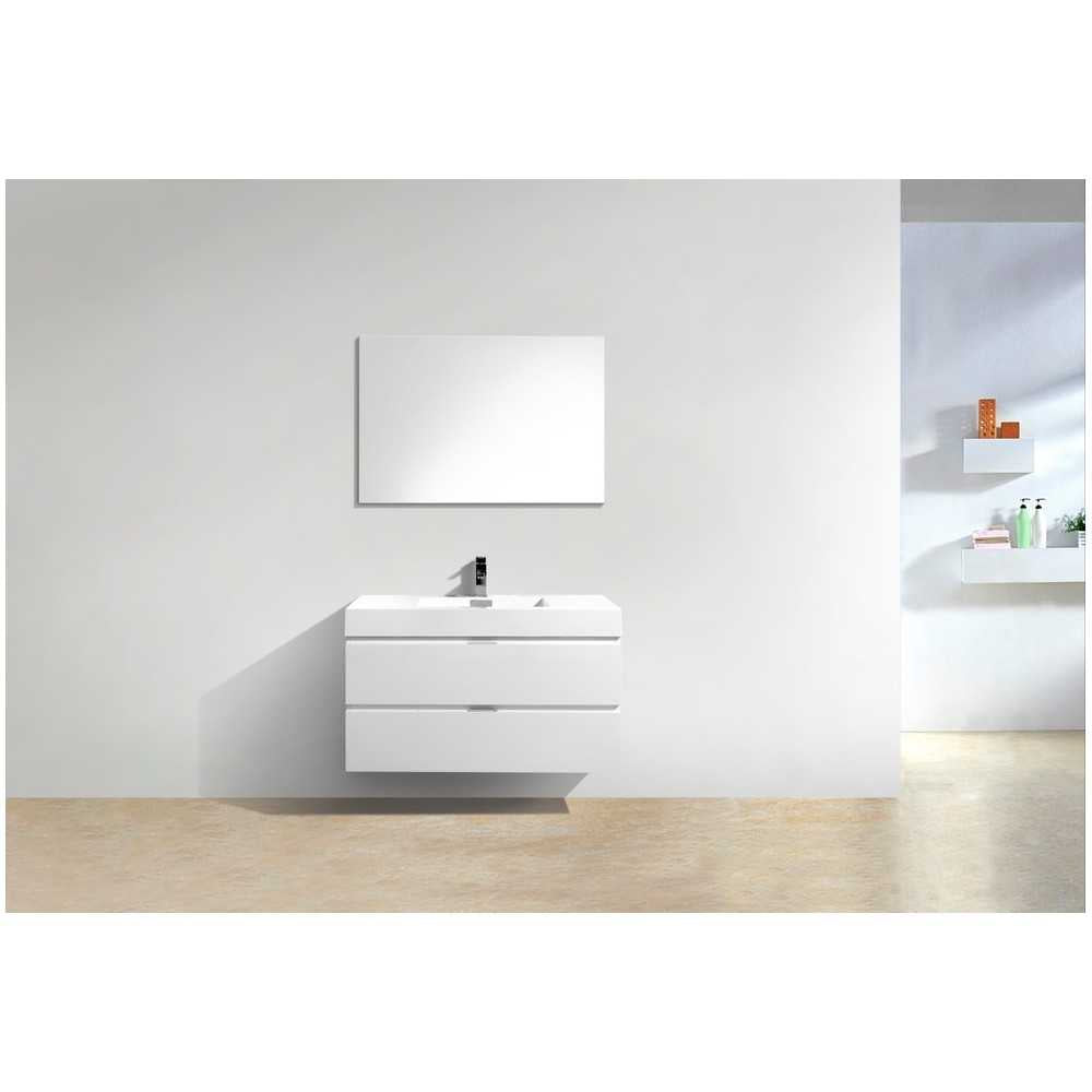 Bliss 40" High Gloss White Wall Mount Modern Bathroom Vanity