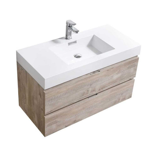 Bliss 40" Nature Wood Wall Mount Modern Bathroom Vanity